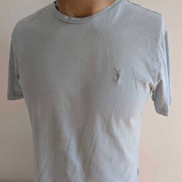 ALL SAINTS Light Blue Short Sleeve Tee Soft Cotton Crew Neck - Picture 4 of 8